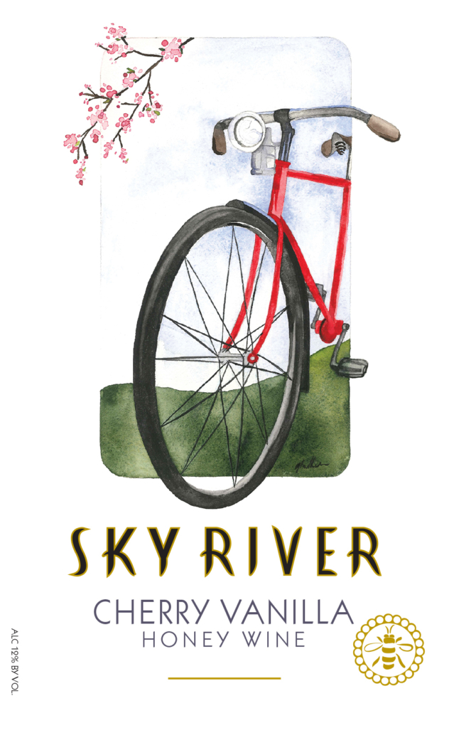 Bottle label for the Sky River Cherry Vanilla mead