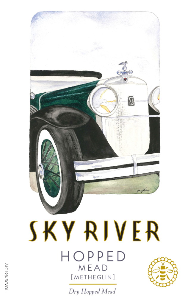 Bottle label for the Sky River Dry Hopped mead