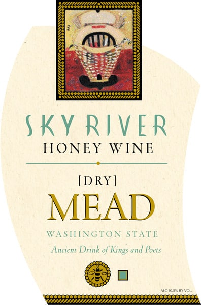 Bottle label for the Sky River Dry mead