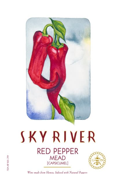 Bottle label for the Sky River Pepper mead